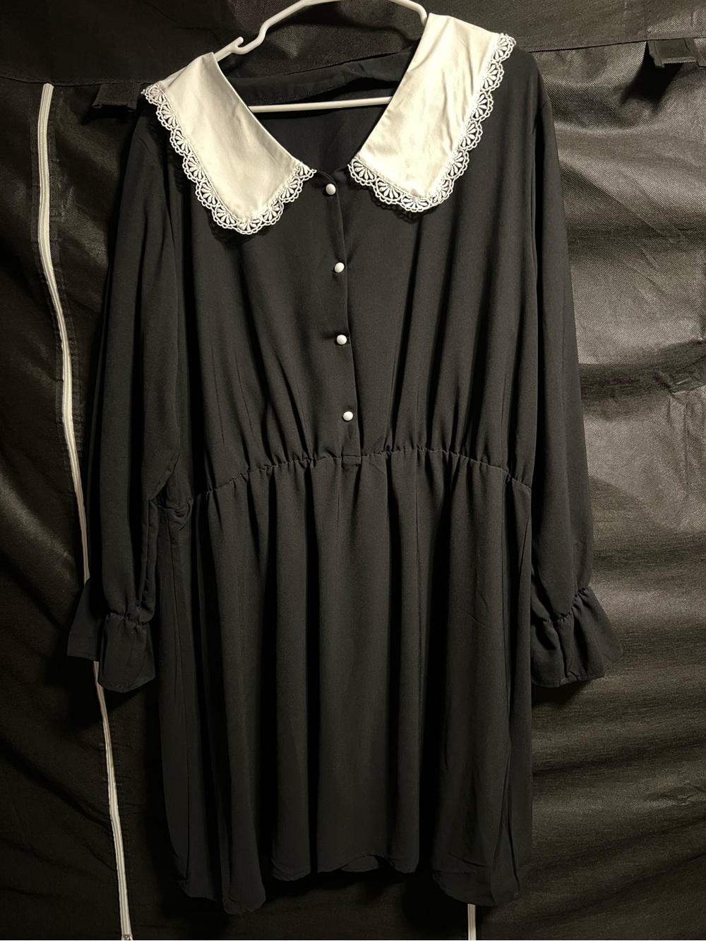 Wednesday Black Dress with White Lace Collar